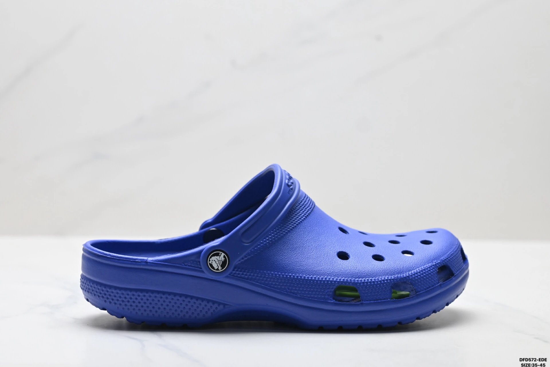 Crocs' trendy blue clog-style slippers