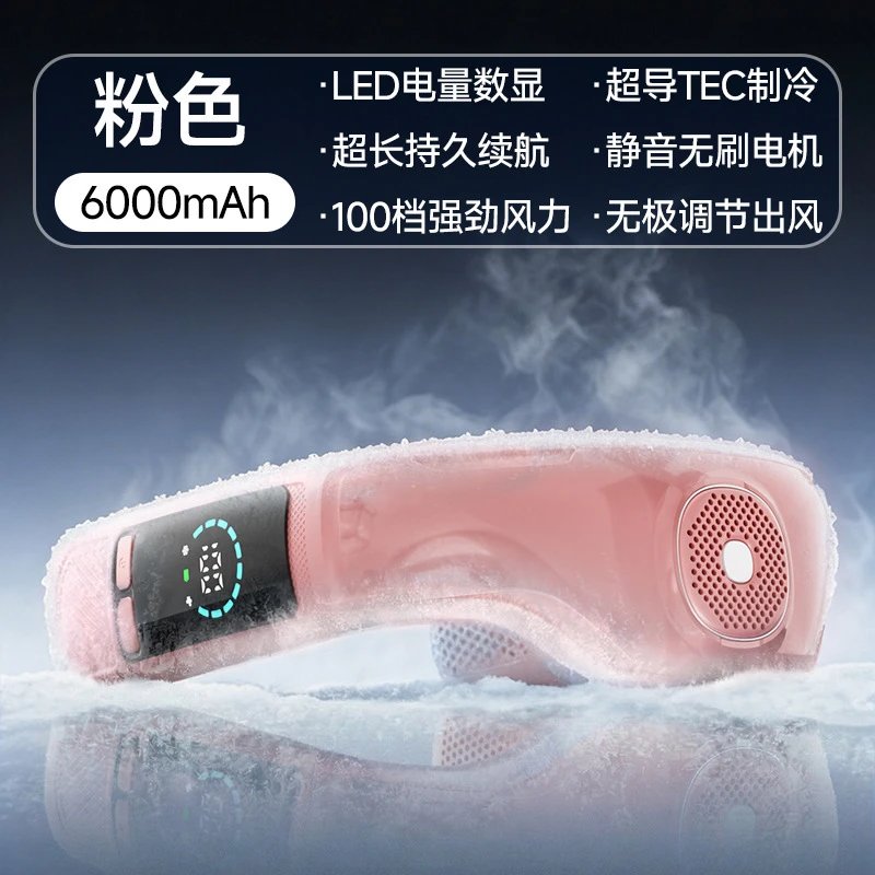 Wearable Neck Fan With 6000mah Pink For Hands-free Cooling