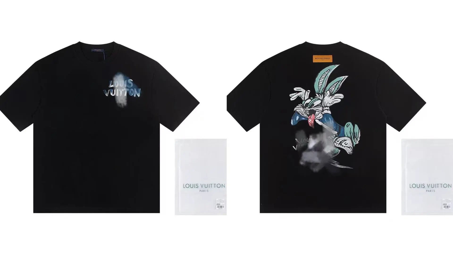Louis Vuitton Trendy Style Cartoon Print Black T-Shirt
