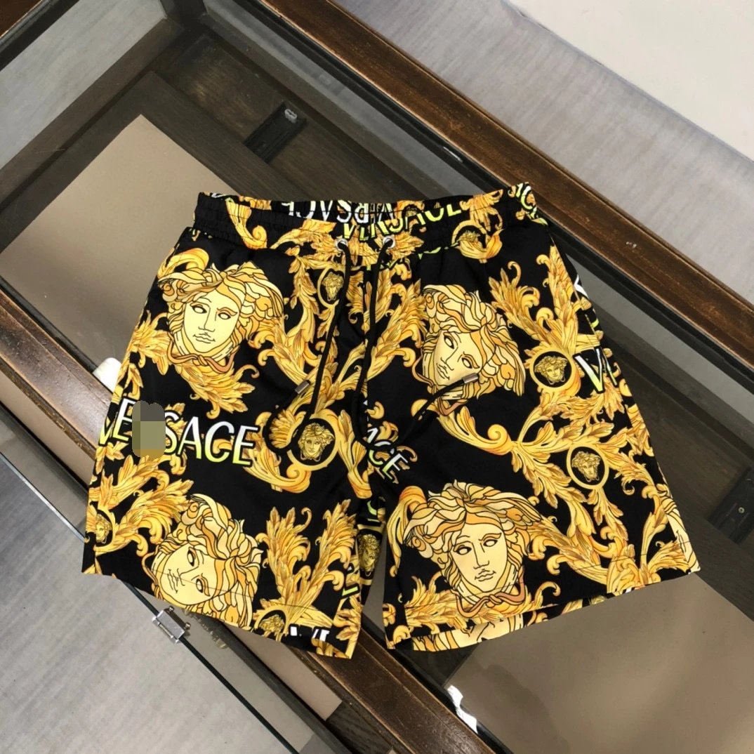 Versace Medusa Baroque Style Black and Gold Shorts
