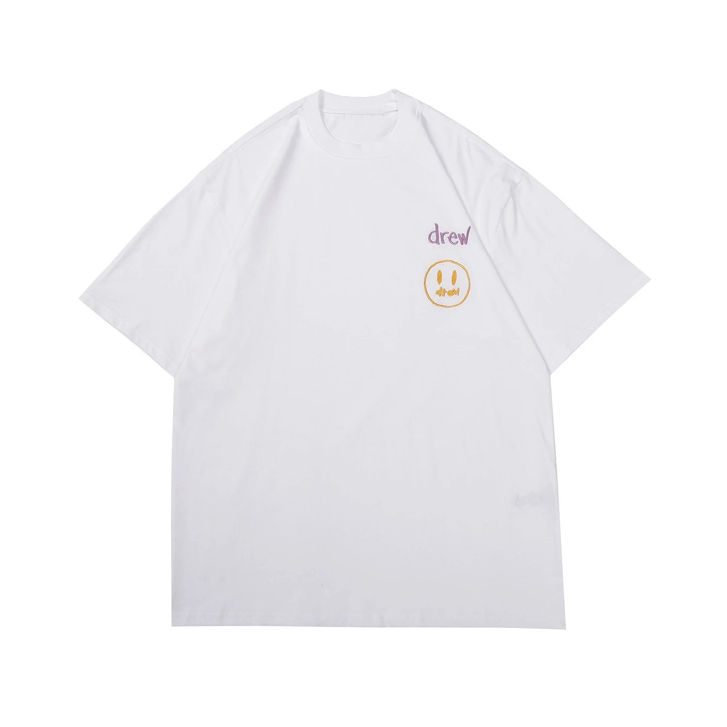 DREW Smiley Embroidered Street Style White T-Shirt