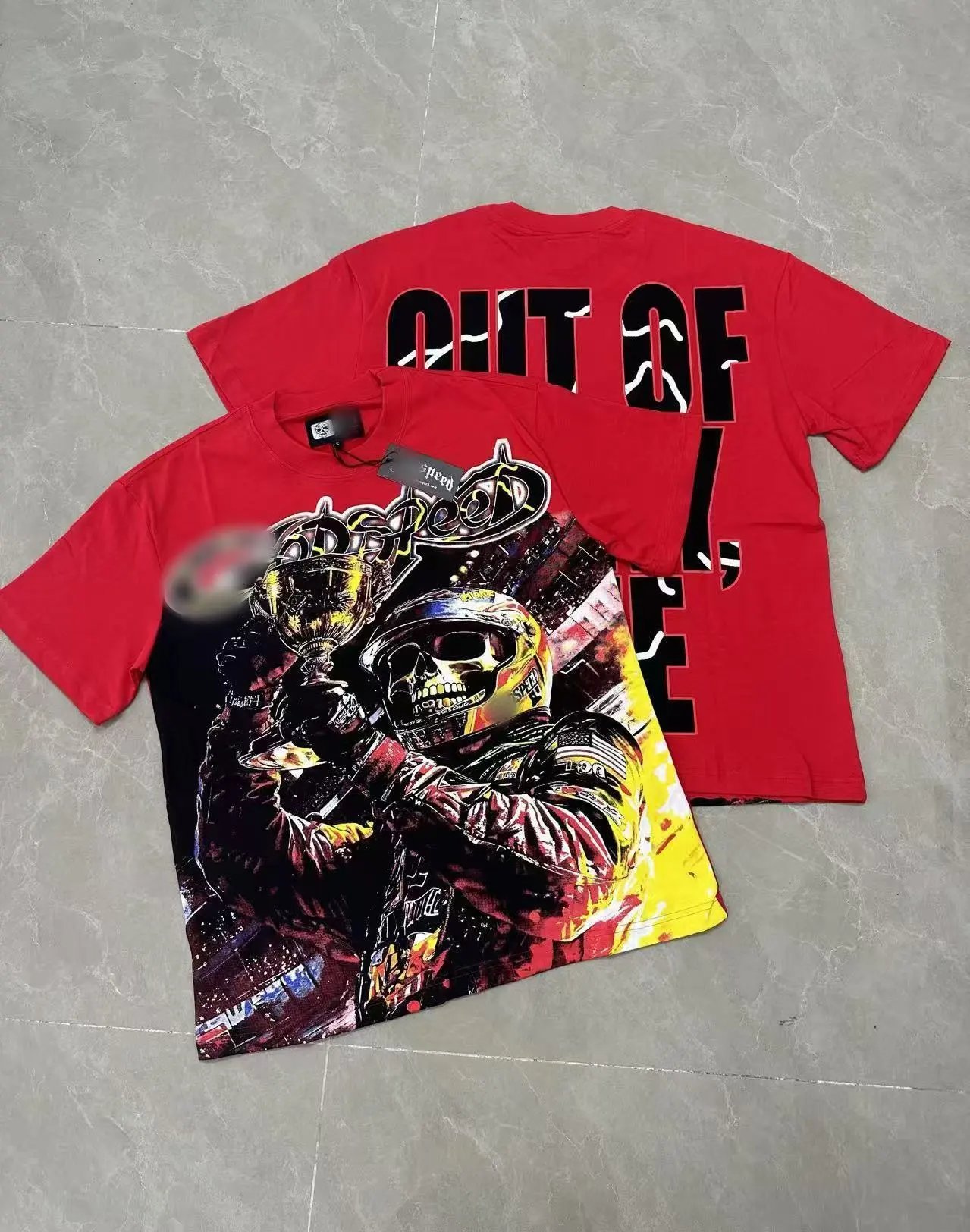 GOD Skull Racing Street Style Red T-Shirt