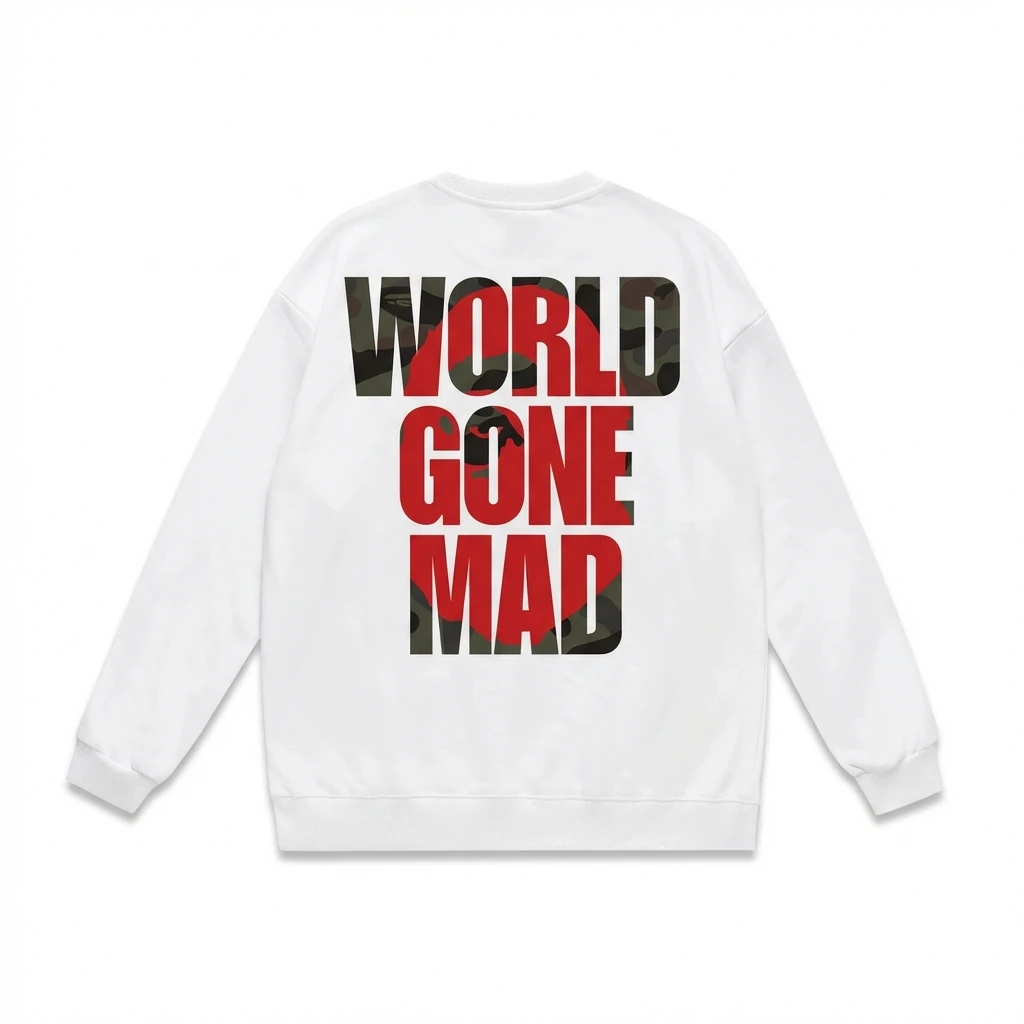 Bape World Gone Mad White Sweatshirt