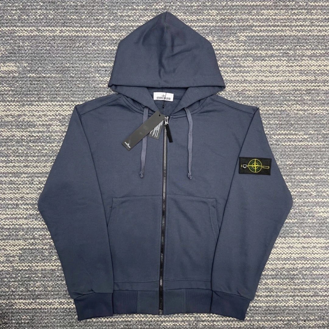 Stone Island Navy Blue Zip Hoodie Weekend Wear