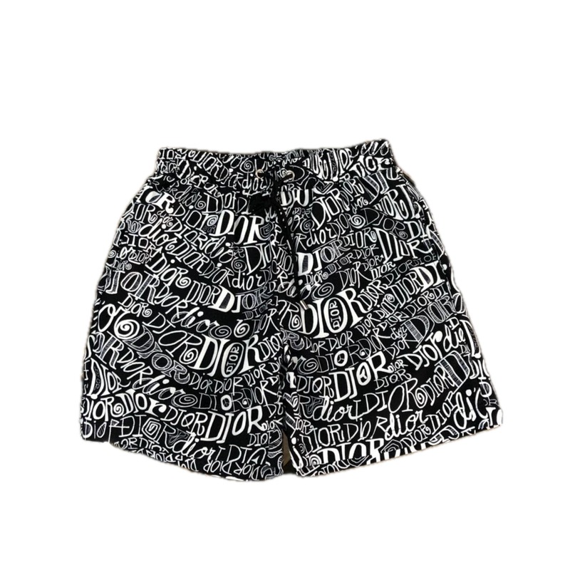 Dior Graffiti Collection Trendy Cool Style Black and White Shorts