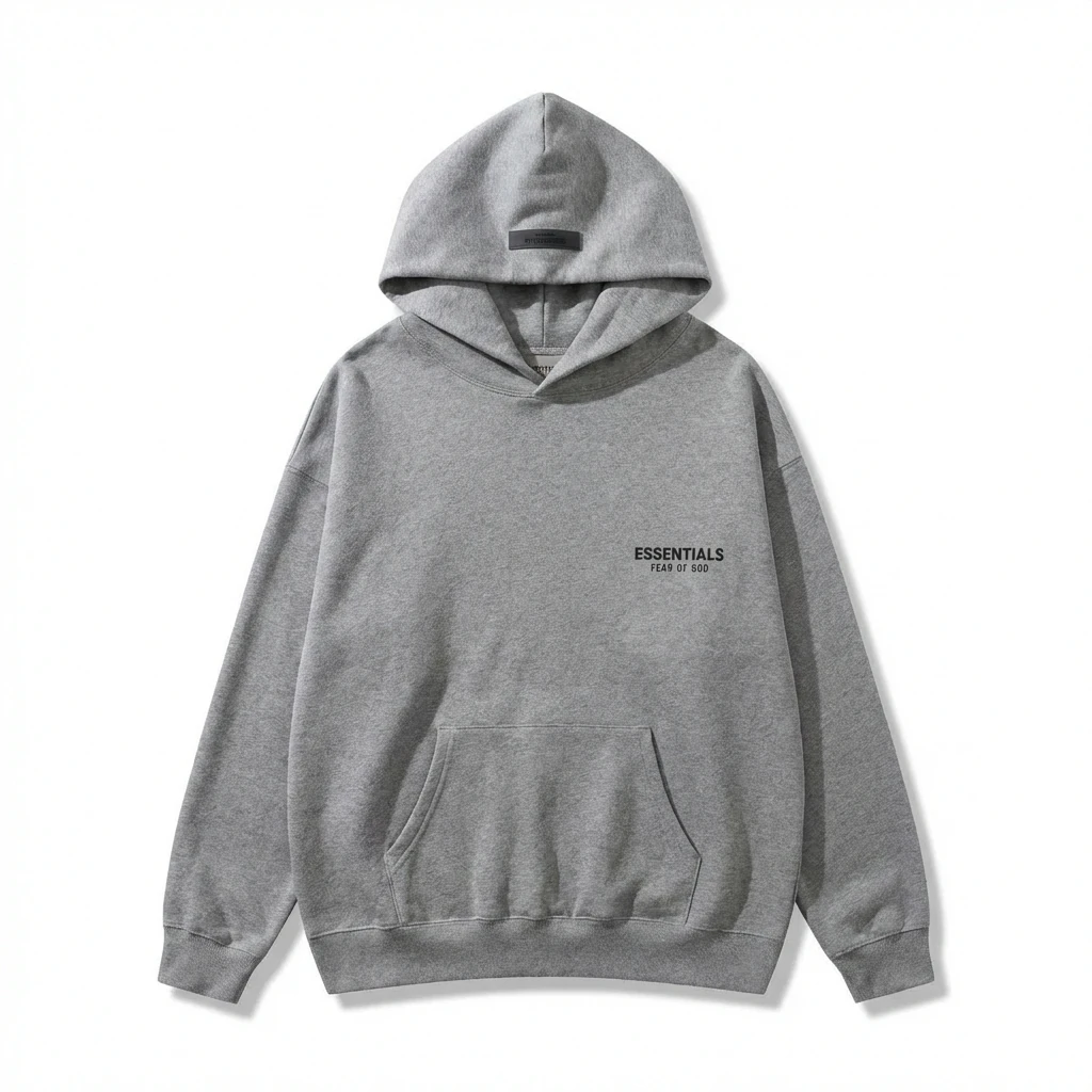 ESSENTIALS minimalist-style grey hoodie
