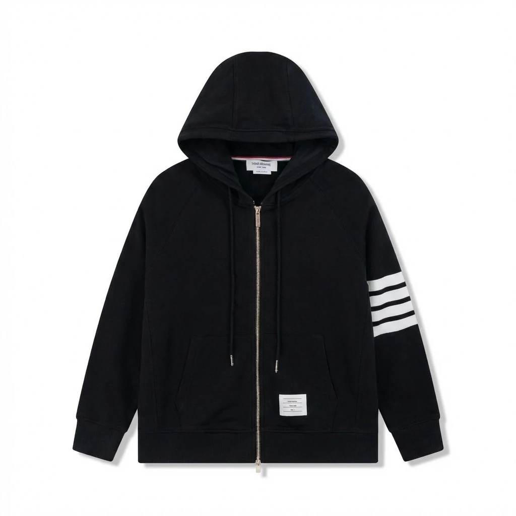 Thom Browne minimalist black hoodie