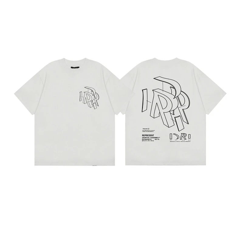 Represent Geometric Print Street-style Off-white T-shirt