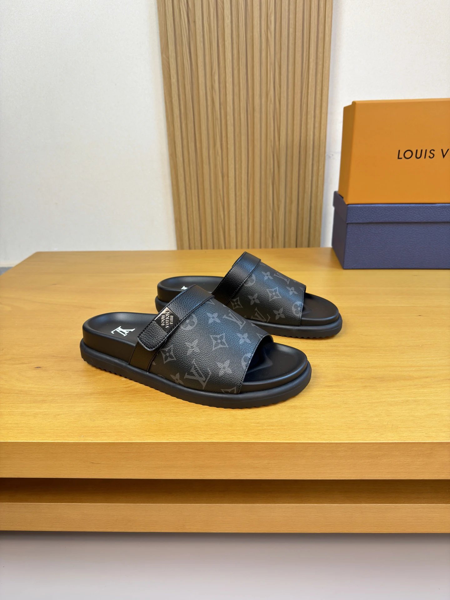 Louis Vuitton Monogram Casual Style Black Slide Sandals