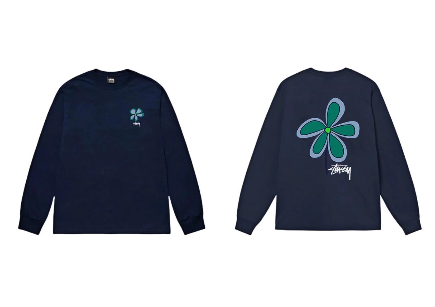 Stussy Floral Series Casual Style Navy Long-Sleeve