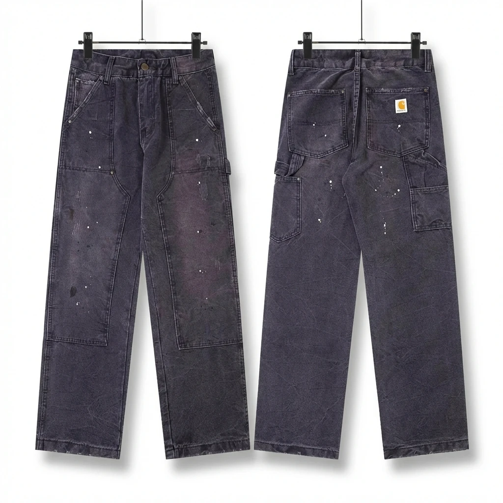 Carhartt workwear-style dark denim jeans