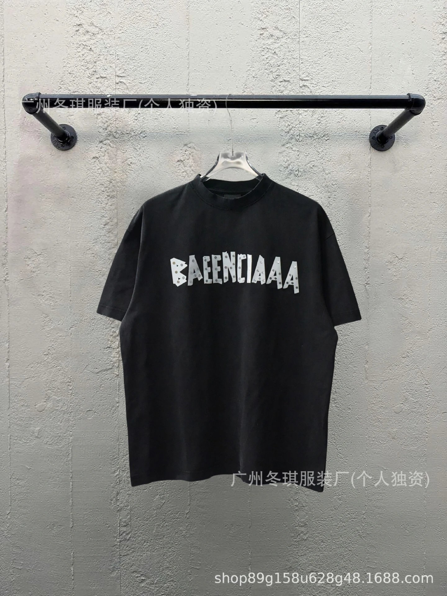 Balenciaga Letter Trendy Cool Black T-shirt