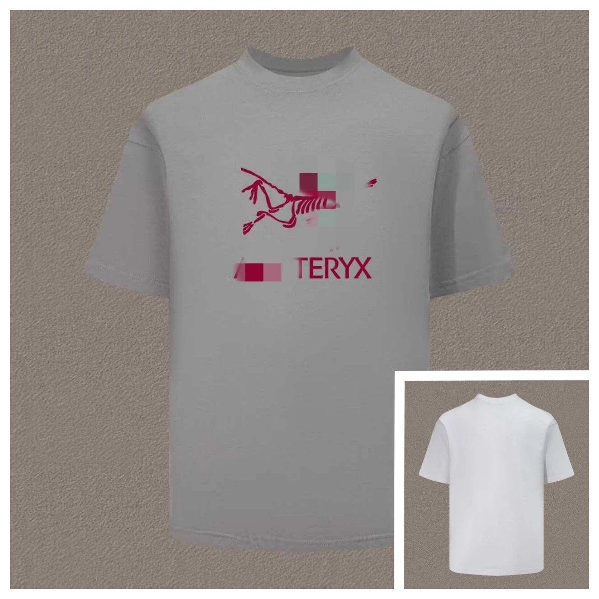 Arc'teryx Skull Print Trendy Cool Light Grey Short Sleeve T-Shirt