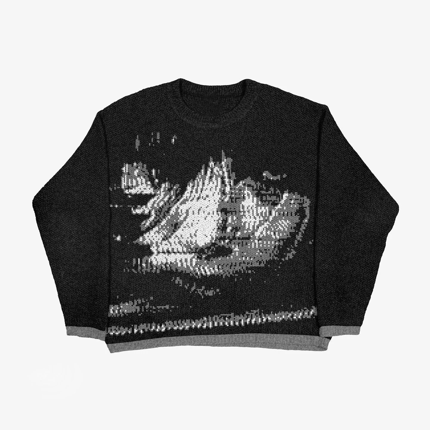 Casual Anime graphic sweater Black Knit Top for Comfortable Styling