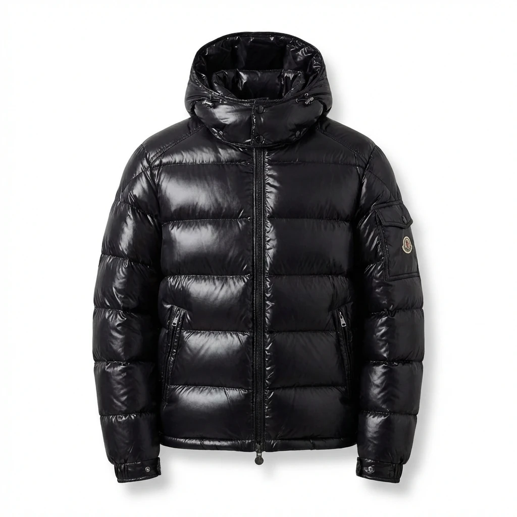 Moncler shiny black down jacket