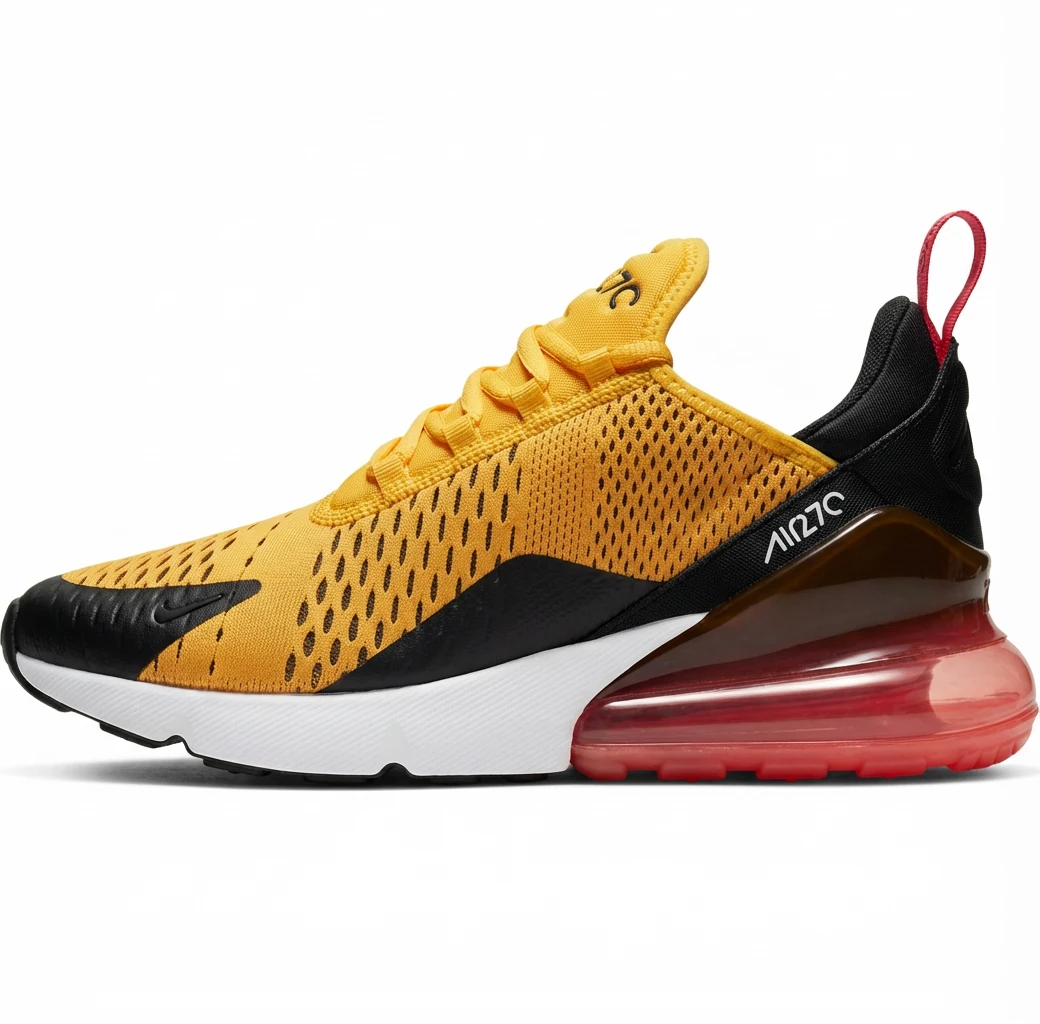 Nike Air Max 270 Trendy Yellow and Black Athletic Shoes