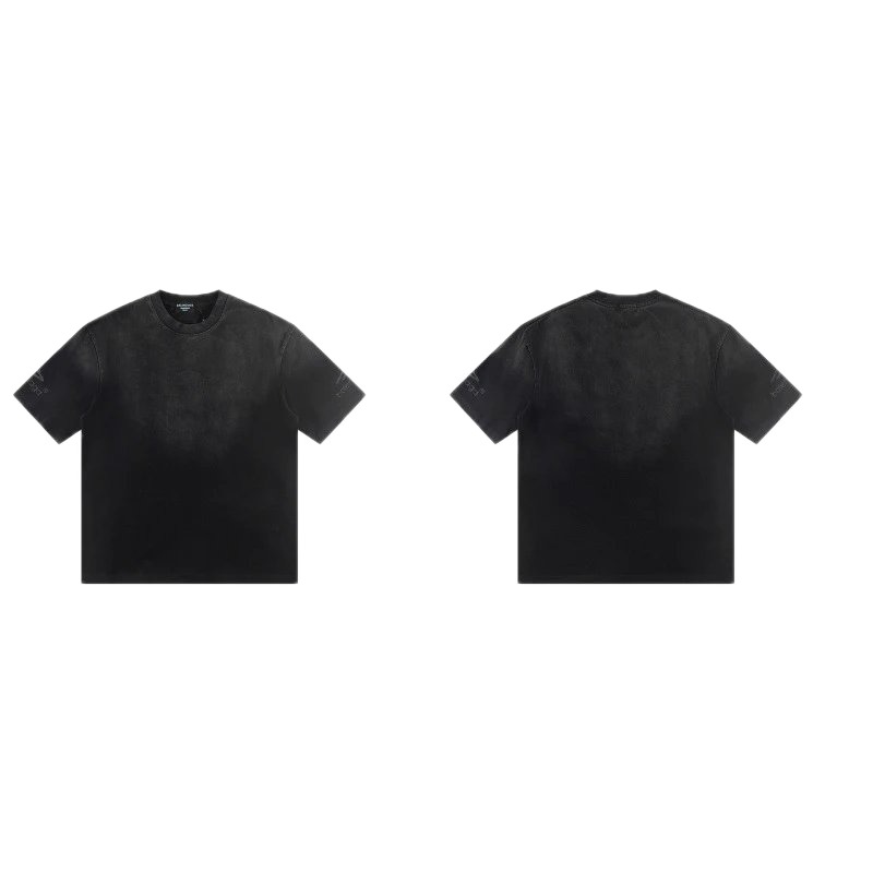 Balenciaga Distressed Street Style Black Short-Sleeve T-Shirt