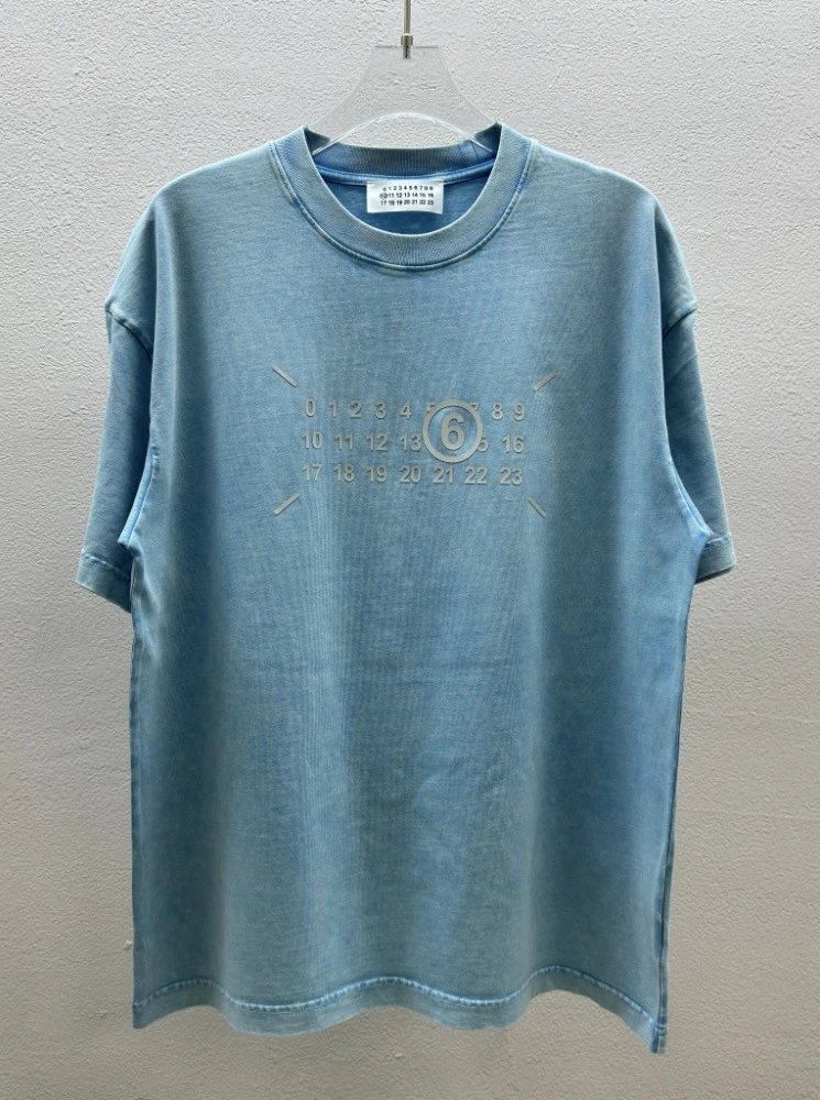 MM6 Maison Margiela Vintage Distressed Light Blue Short-Sleeve T-Shirt