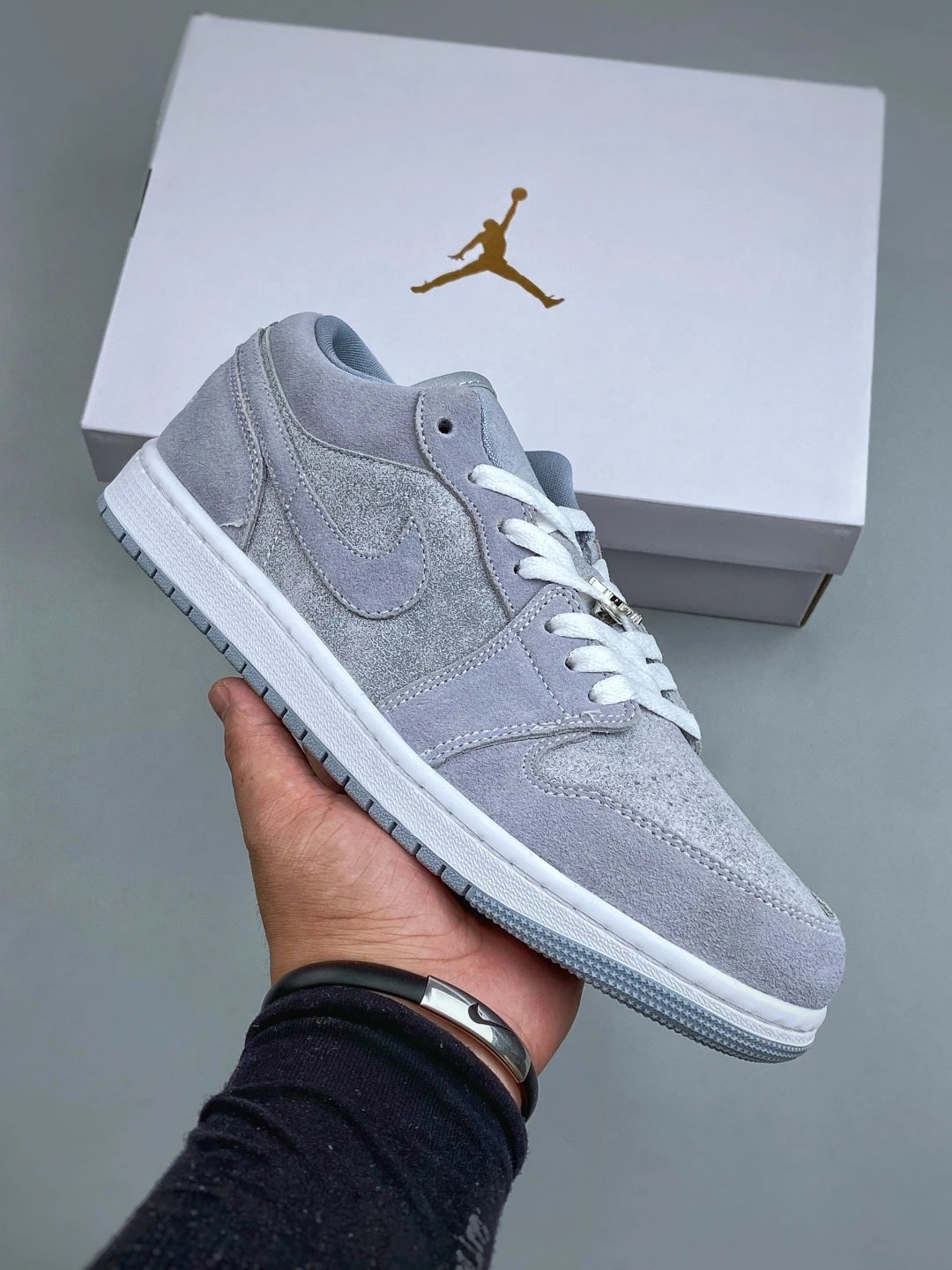 Jordan Gray Suede Low-Top Sneakers Defined by Tonal Toe Panel