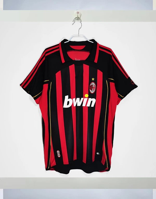 AC Milan Patterned Retro soccer jersey Red Black Striped with Polished Detail