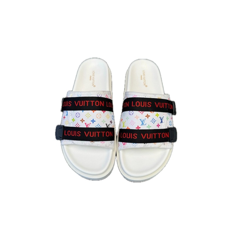 Louis Vuitton Multicolore Monogram Trendy White Slide Sandals