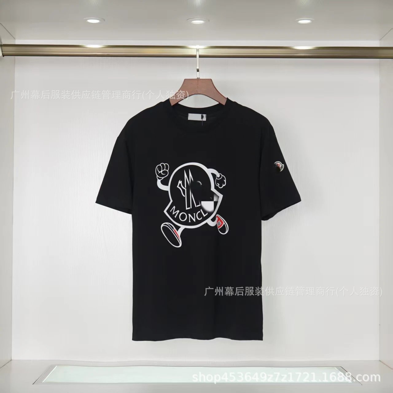 Moncler Trendy Black Cartoon Print Short-sleeved T-shirt