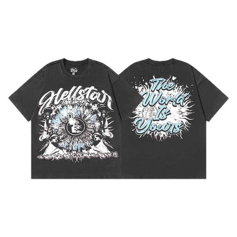 Hellstar Statue of Liberty Print Street Style Black T-Shirt