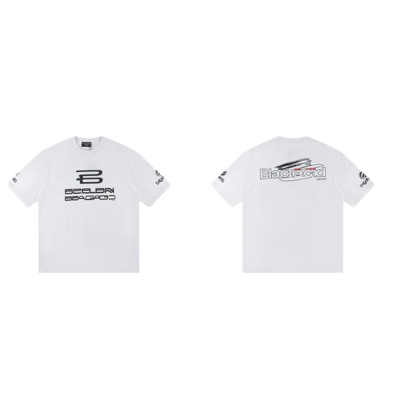 Balenciaga Trendy Racing Print White T-Shirt