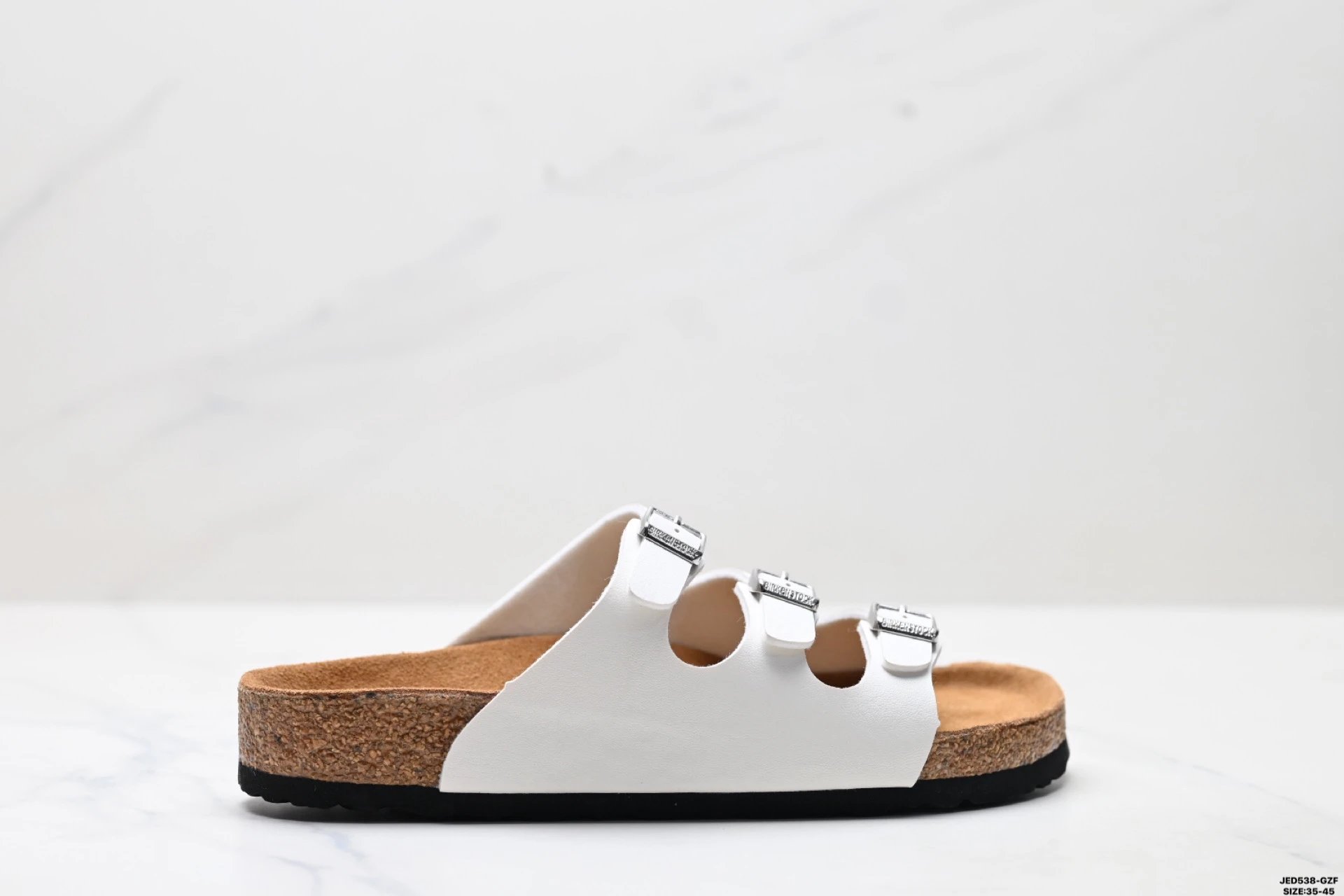 BIRKENSTOCK Three-Buckle Casual White Slide Sandals