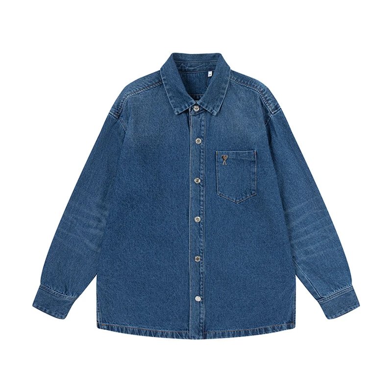 AMI Denim Blue Retro Style Denim Shirt