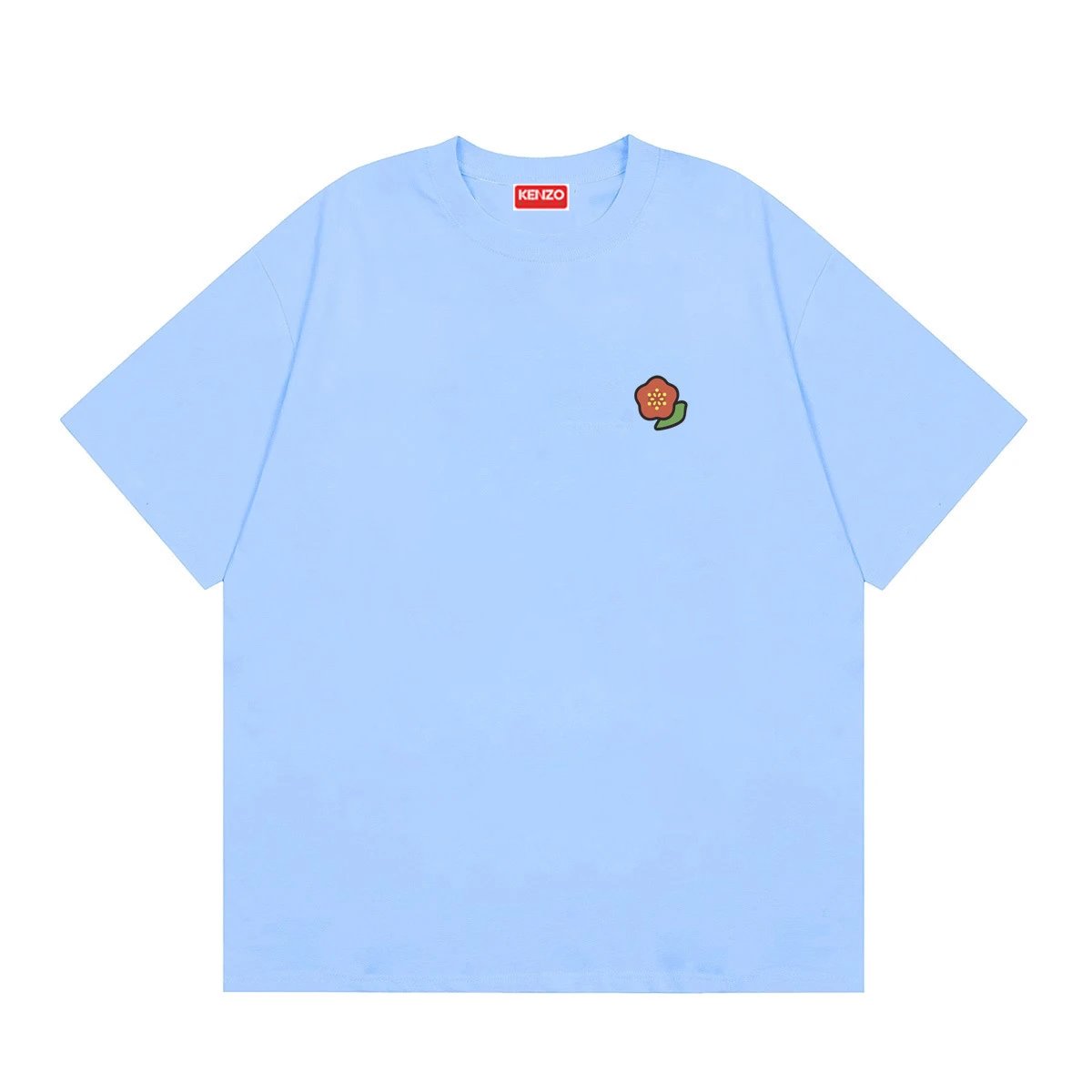 KENZO Embroidered Small Flower Casual Style Light Blue T-Shirt