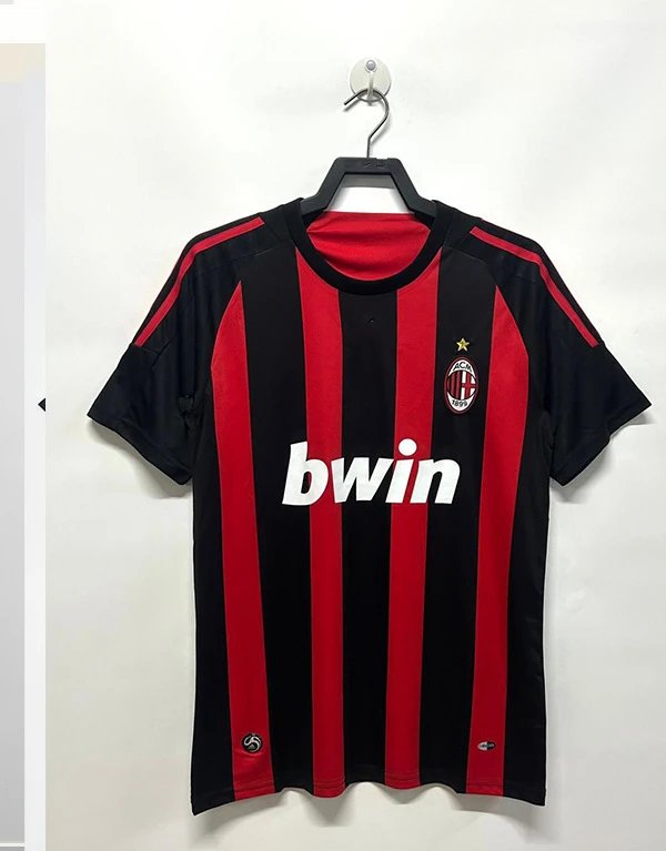 AC Milan Summer Retro soccer jersey Red Black Striped with Bold Graphic