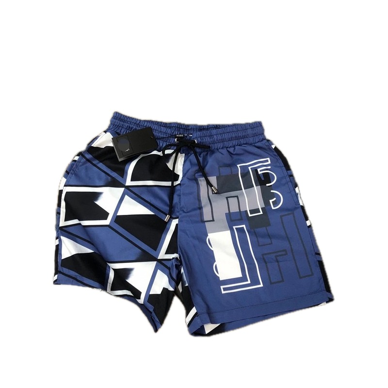 Fendi Geometric Print Trendy Style Blue Shorts