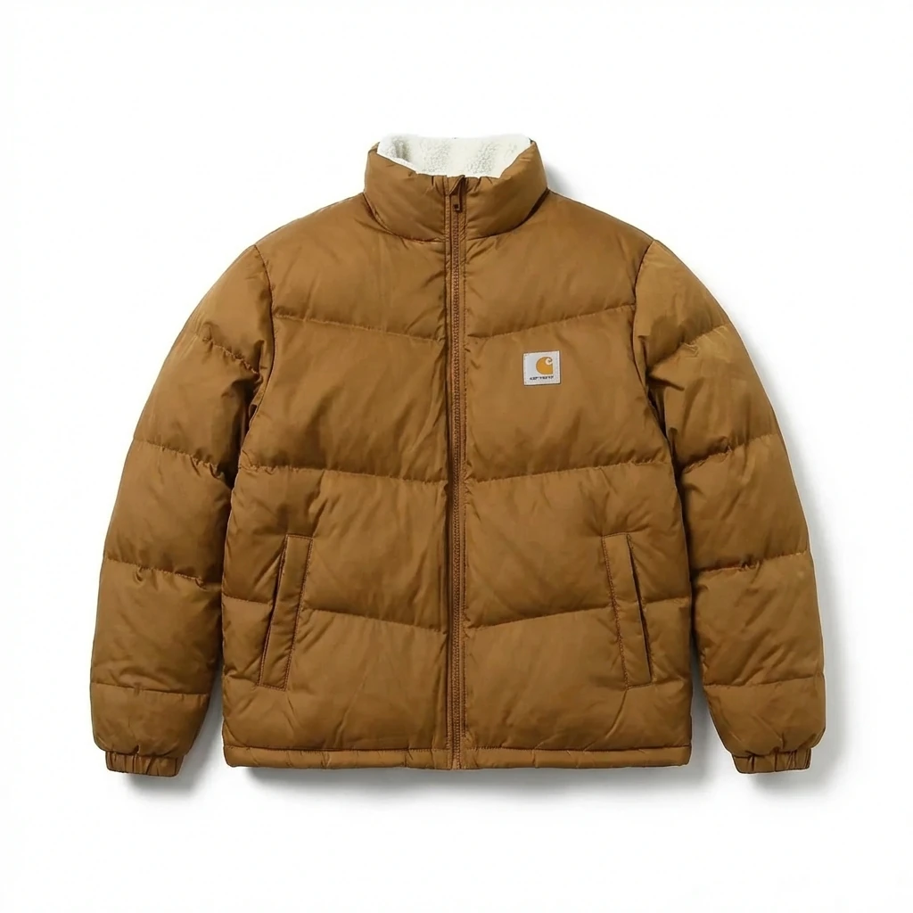 Carhartt workwear style khaki cotton-padded jacket