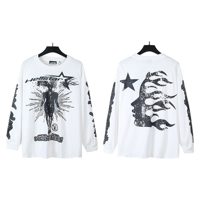 Hellstar dark style white long-sleeved shirt