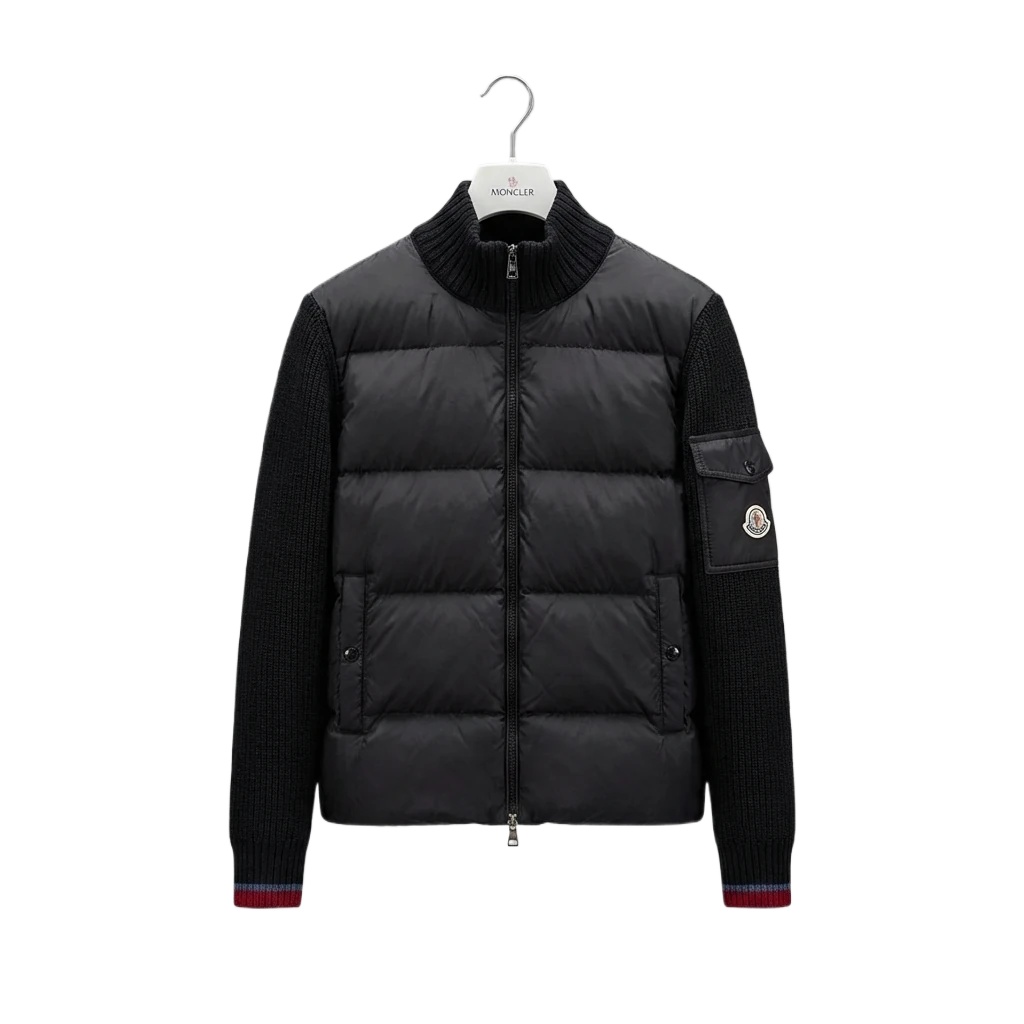 Moncler knitted and spliced black down jacket