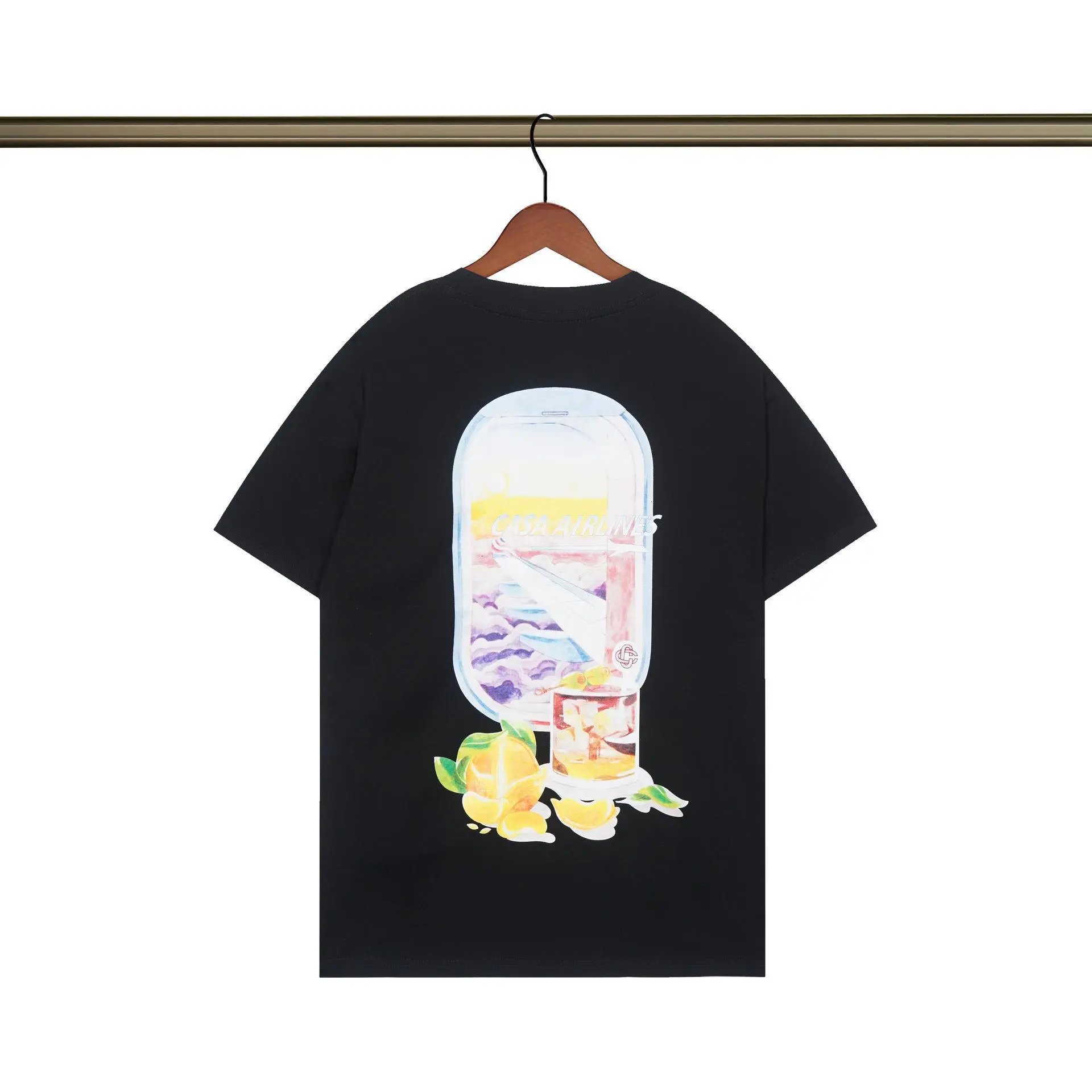Casablanca Aviation Series Trendy Cool Black T-shirt