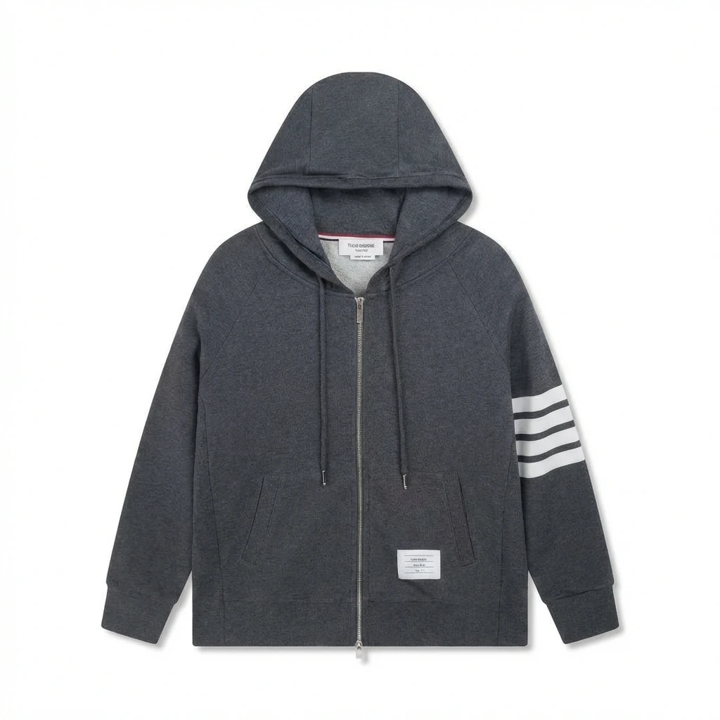Thom Browne striped style dark gray sweatshirt