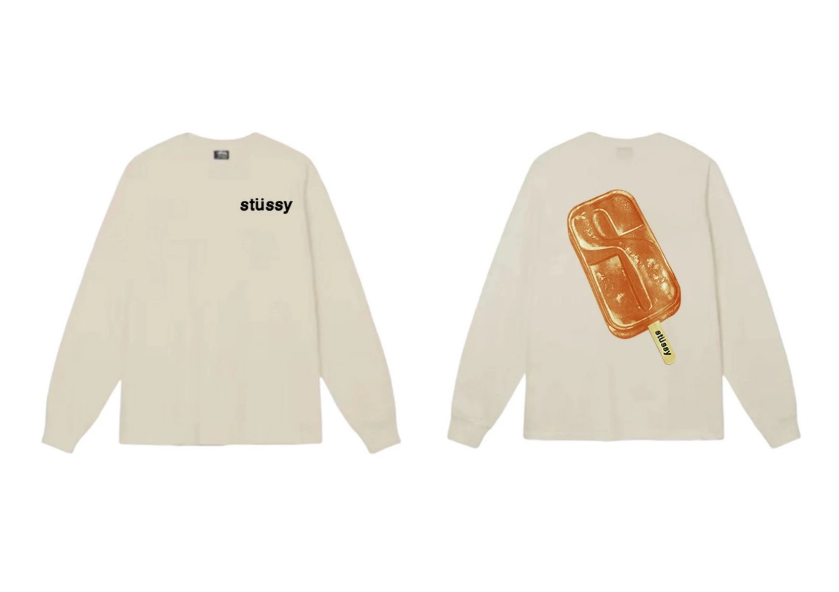 Stussy Ice Cream Style Off-White Long-Sleeve Shirt