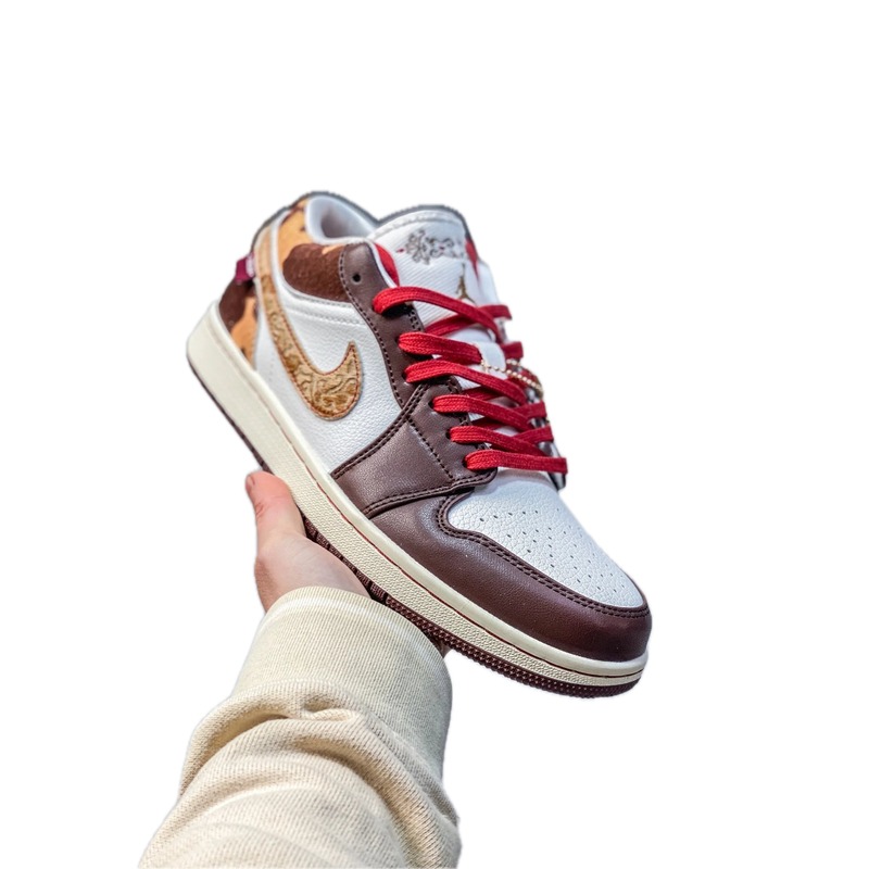Nike AJ1 Trendy Brown and White Athletic Shoes