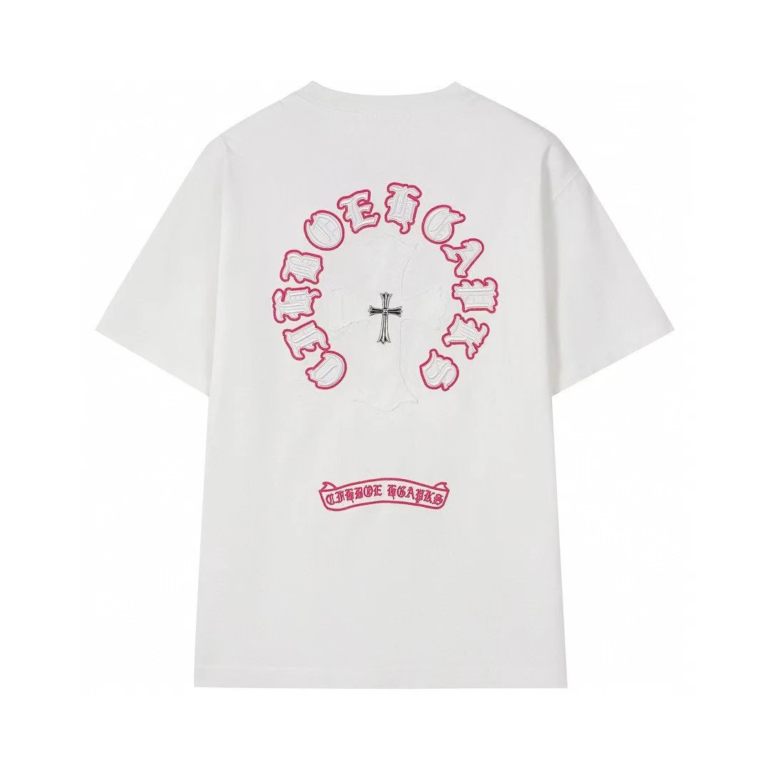 Chrome Hearts Cross Embroidered Street Style White T-Shirt