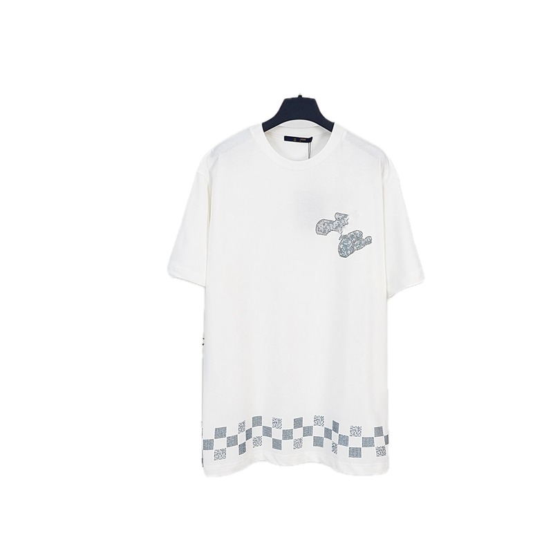 Louis Vuitton Checkerboard Casual Style White T-Shirt
