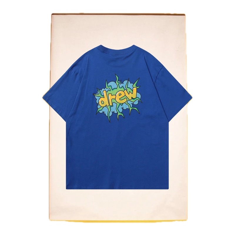DREW Explosion Print Street Style Blue T-Shirt