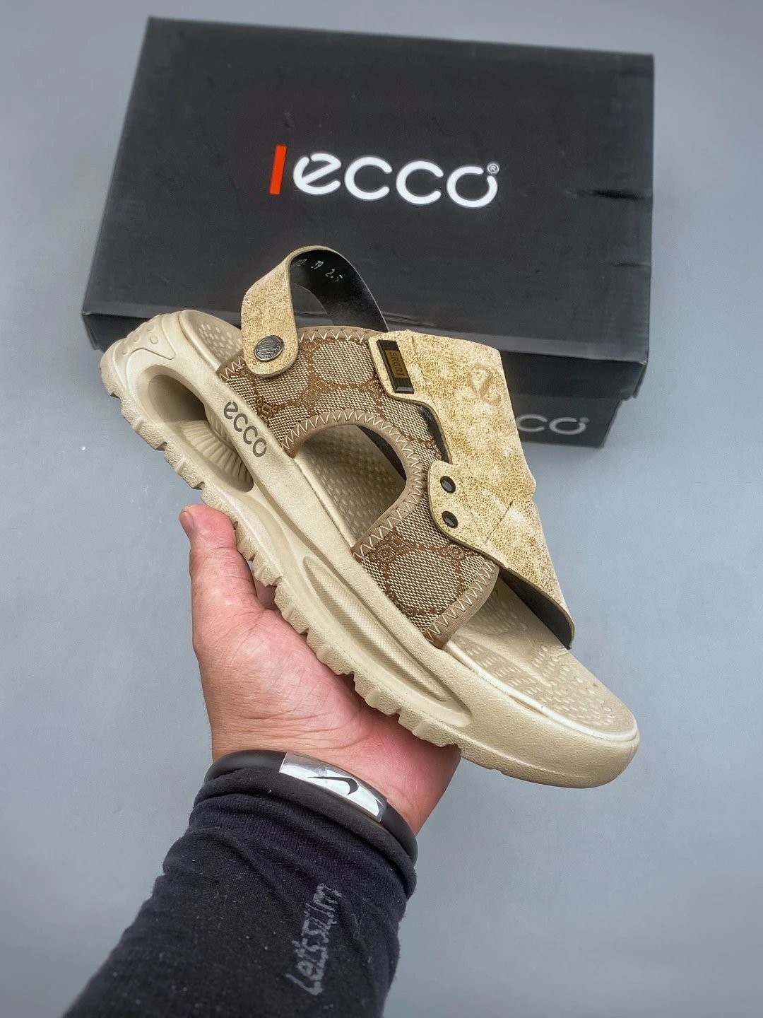 ECCO Outdoor Sandals, Beige and Leather-Look Upper