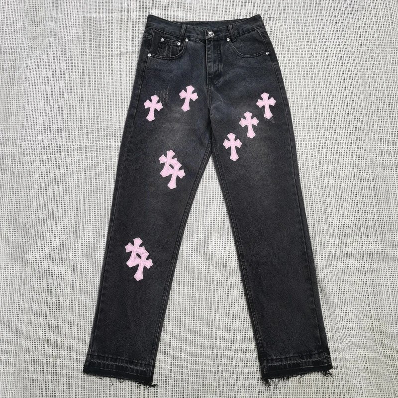 Chrome Hearts Daily Cross patch jeans White Jeans Black for City Outfits