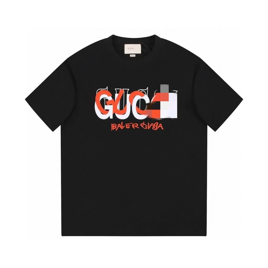 Balenciaga Co-branded Graffiti-style Black Short-sleeve T-shirt