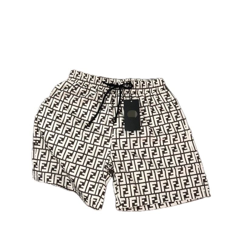 Fendi FF Monogram Streetwear Style White and Black Shorts