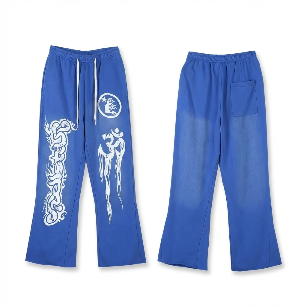 Hellstar Printed Trendy Blue Pants