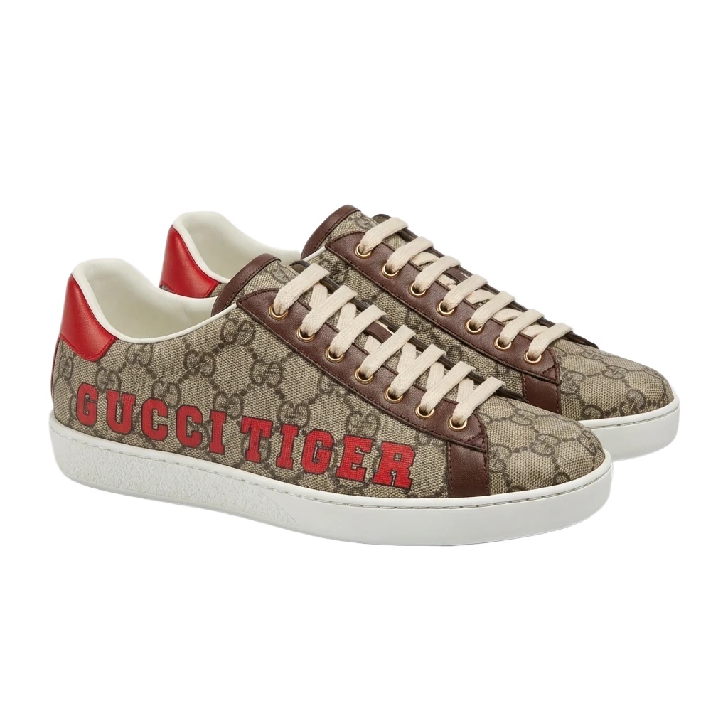 Gucci retro-style brown-red sports shoes