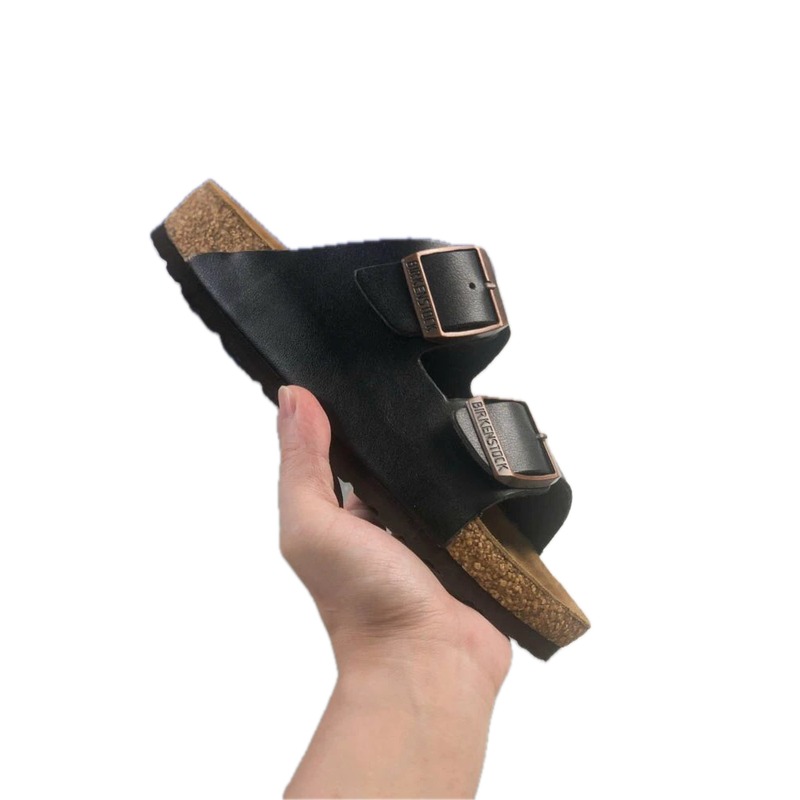 Birkenstock Double-Buckle Casual Black Slide Sandals